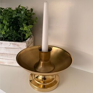 Solid Brass Chamberstick Candle Holder Pedestal Drip Tray Taper Candle Decor